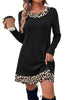 Women's Sweater Dress, Crew Neck, Long Sleeves and Plaid-Trim Layered Look