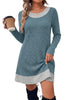 Women's Sweater Dress, Crew Neck, Long Sleeves and Plaid-Trim Layered Look