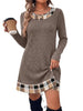 Women's Sweater Dress, Crew Neck, Long Sleeves and Plaid-Trim Layered Look