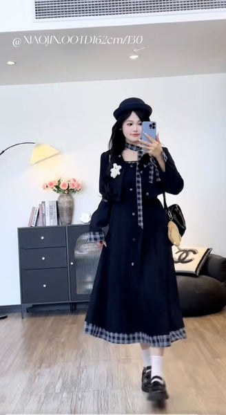 Women's Polyester 3D Effect Solid Color Suit Collar Long Sleeve Dress for Office