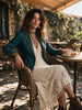 Women's Herringbone Blazer, Contrast Piping, Lapel Collar and Long Sleeves