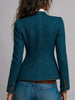 Women's Herringbone Blazer, Contrast Piping, Lapel Collar and Long Sleeves