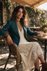 Women's Herringbone Blazer, Contrast Piping, Lapel Collar and Long Sleeves