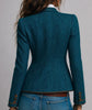 Women's Herringbone Blazer, Contrast Piping, Lapel Collar and Long Sleeves