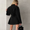 Women's One Button V-neck Long Sleeve Polyester Solid Color Simple Jacket for Sophisticated Style in Black White