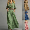 Women's Long Shirt Dress, Collared Neckline, Button Front and Long Sleeves