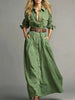 Women's Long Shirt Dress, Collared Neckline, Button Front and Long Sleeves