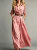 Women's Long Shirt Dress, Collared Neckline, Button Front and Long Sleeves