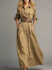 Women's Long Shirt Dress, Collared Neckline, Button Front and Long Sleeves