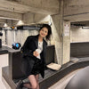 Women's Loose Fit One Button Polyester Jacket with Suit Collar Long Sleeves and Pocket for Casual Office