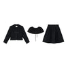 Women's Loose Fit Long Sleeve Solid Color Cotton Suit Set with Removable Cape in Artistic Retro Style