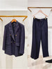 Women's Polyester Solid Color Long Sleeve Pants with Hot-Stamped Rhinestones for Office