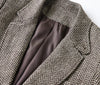 Women's Linen-Blend Blazer, Herringbone Pattern, Notched Lapels and Long Sleeves