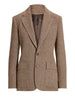 Women's Linen-Blend Blazer, Herringbone Pattern, Notched Lapels and Long Sleeves