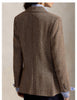 Women's Linen-Blend Blazer, Herringbone Pattern, Notched Lapels and Long Sleeves