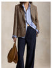 Women's Linen-Blend Blazer, Herringbone Pattern, Notched Lapels and Long Sleeves