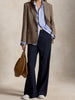 Women's Linen-Blend Blazer, Herringbone Pattern, Notched Lapels and Long Sleeves