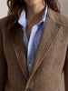 Women's Linen-Blend Blazer, Herringbone Pattern, Notched Lapels and Long Sleeves
