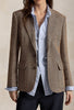 Women's Linen-Blend Blazer, Herringbone Pattern, Notched Lapels and Long Sleeves