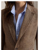 Women's Linen-Blend Blazer, Herringbone Pattern, Notched Lapels and Long Sleeves