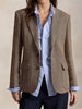 Women's Linen-Blend Blazer, Herringbone Pattern, Notched Lapels and Long Sleeves