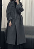 Women's Wool-Blend Coat, Lapel Collar, Double-Breasted Design and Tie Belt