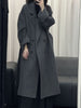 Women's Wool-Blend Coat, Lapel Collar, Double-Breasted Design and Tie Belt
