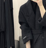 Women's Wool-Blend Coat, Lapel Collar, Double-Breasted Design and Tie Belt
