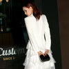 Women's Slim Fit See Through Polyester Dress for Spring in White Black
