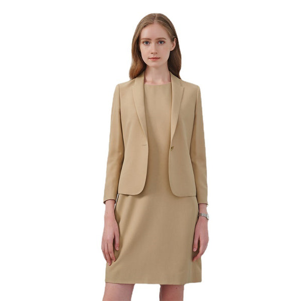 Women's Sleeveless Polyester Solid Color Business Suit Jacket for Fashionable Office Work Office Casual in Autumn