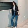 Women's Loose Fit Solid Color Polyester Blazer with Suit Collar Long Sleeves for Office in White Pink Black Dark Apricot