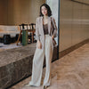 Women's Loose Fit Solid Color Polyester Blazer with Suit Collar Long Sleeves for Office in White Pink Black Dark Apricot