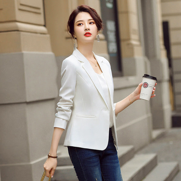 Women's Fitted Blazer, Lapel Collar, Single-Button Front and Long Sleeves
