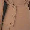 Women's Slim Fit Polyester Solid Color Long Sleeve Single Row Two-Grain Buckle Irregular Blazer Dress for Urban Casual in Khaki