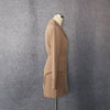 Women's Slim Fit Polyester Solid Color Long Sleeve Single Row Two-Grain Buckle Irregular Blazer Dress for Urban Casual in Khaki