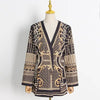 Women's Slim Fit Printing Long Sleeve Single Row One Button Jacket for Street Wear in Yellow White Orange