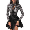 Women's PU-Panel Dress, Long Sleeves, Zip Front and Defined Waist