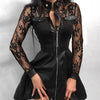 Women's PU-Panel Dress, Long Sleeves, Zip Front and Defined Waist