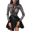 Women's PU-Panel Dress, Long Sleeves, Zip Front and Defined Waist