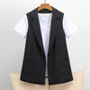 Women's Regular Fit Solid Color One Button Vest with Pocket for Casual Everyday Wear in Black