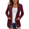 Women's Loose Fit Long Sleeve Solid Color No Buckle Cardigan Style Knit Pants with Pockets for Streetwear in White