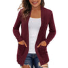 Women's Loose Fit Long Sleeve Solid Color No Buckle Cardigan Style Knit Pants with Pockets for Streetwear in White