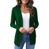 Women's Loose Fit Long Sleeve Solid Color No Buckle Cardigan Style Knit Pants with Pockets for Streetwear in White