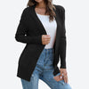 Women's Loose Fit Long Sleeve Solid Color No Buckle Cardigan Style Knit Pants with Pockets for Streetwear in White