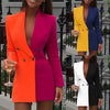 Women's Regular Fit Polyester Solid Color Suit Collar Long Sleeve Double Row Two Buttons Splicing Cardigan for Office Style