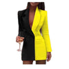 Women's Regular Fit Polyester Solid Color Suit Collar Long Sleeve Double Row Two Buttons Splicing Cardigan for Office Style