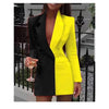 Women's Regular Fit Polyester Solid Color Suit Collar Long Sleeve Double Row Two Buttons Splicing Cardigan for Office Style