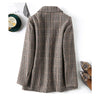 Women's Houndstooth Blazer, Suit Collar, Long Sleeves, Polyester