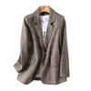 Women's Houndstooth Blazer, Suit Collar, Long Sleeves, Polyester