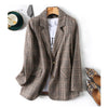 Women's Houndstooth Blazer, Suit Collar, Long Sleeves, Polyester